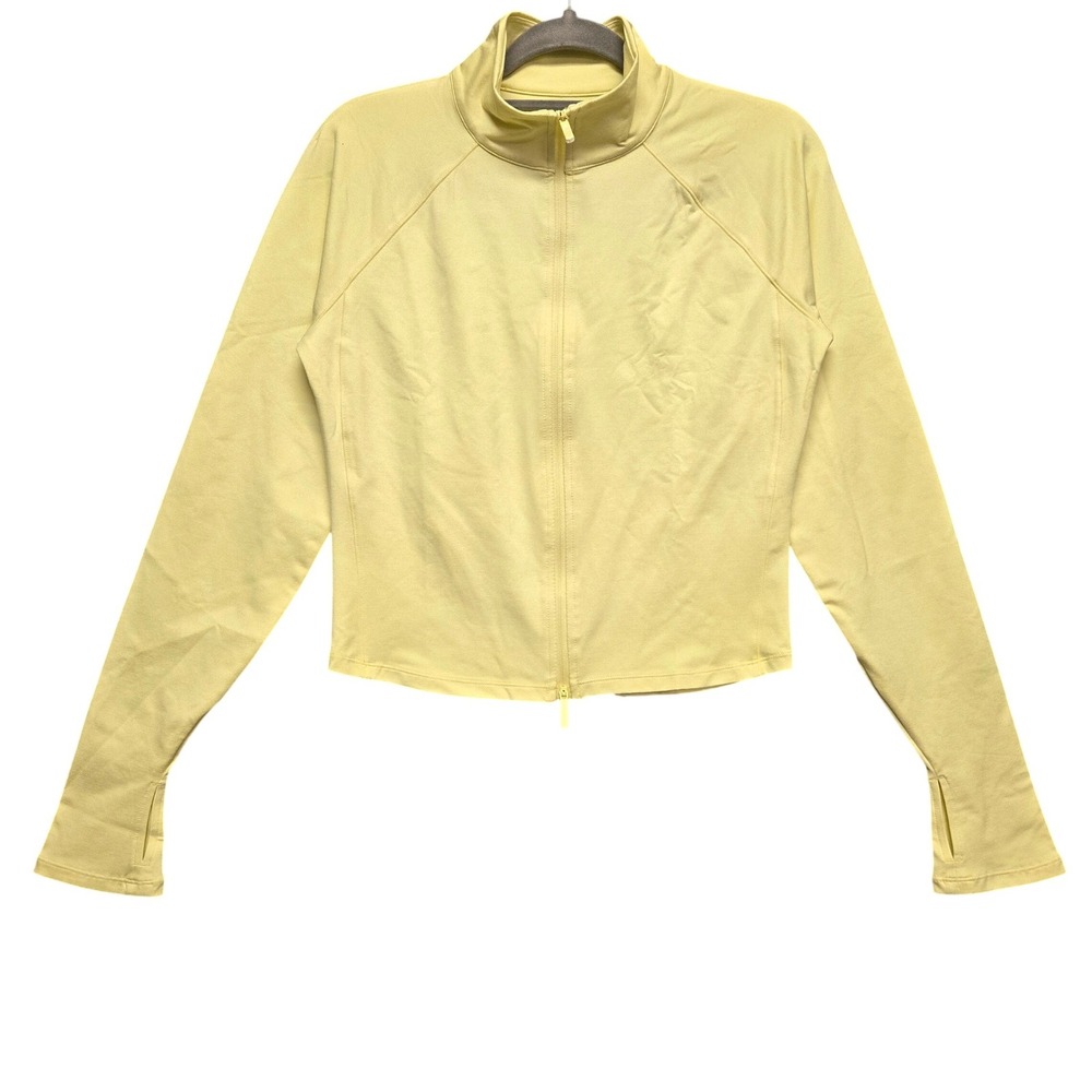 Buffbunny Full Zip Crop Track Jacket Women XL Yellow Thumbholes Activewear